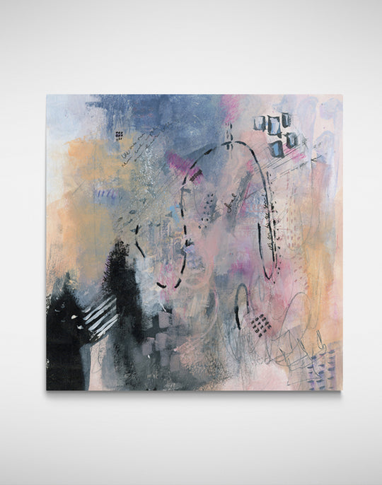 Love Letter Art Print - Abstract Art - Colors Pink, blue, orange, black, and purple.